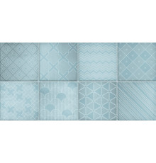 Настенная плитка Alma Ceramica TWU09RCD016 Richard 50x24.9 голубая глянцевая рельефная под мозаику