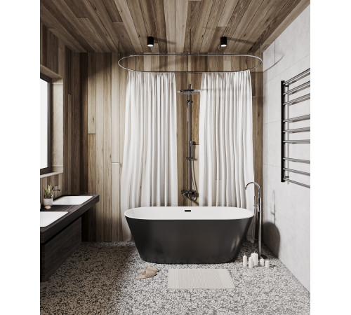 Ванна отдельностоящая Grossman Forta GR-1503MB (170х75х58) цвет черный/белый матовый