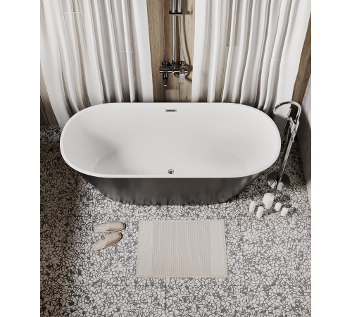 Ванна отдельностоящая Grossman Forta GR-1503MB (170х75х58) цвет черный/белый матовый