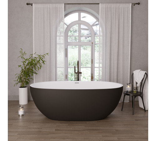 Ванна отдельностоящая Grossman Classic GR-2503MB (170х87х58) цвет черный/белый матовый