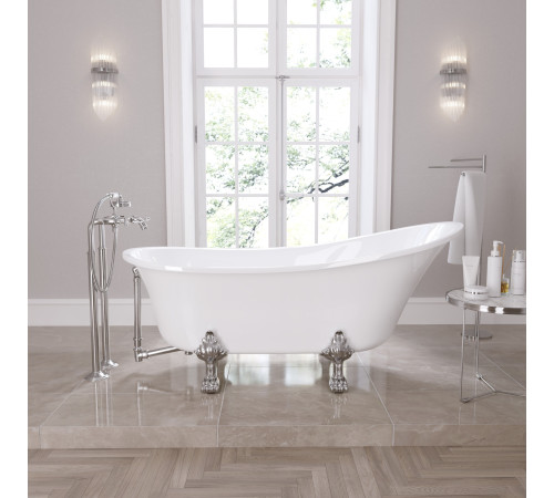 Ванна отдельностоящая Grossman Retro GR-1002 (162х71х77) цвет белый, ножки хром