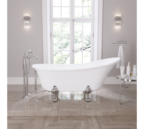 Ванна отдельностоящая Grossman Retro GR-1002M (162х71х77) цвет белый матовый, ножки хром