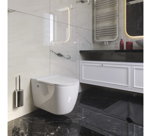 Унитаз подвесной Grossman impuls GR-5502 (570х360х375) безободковый,белый с тонкой крышкой,микролифт