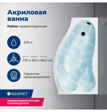 Акриловая ванна Aquanet Palma 170x90/60 R (с каркасом)