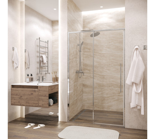 Дверь в нишу Grossman Galaxy 100.K33.01.100.10.00 (100х195) хром,стекло прозрачное,раздвижная