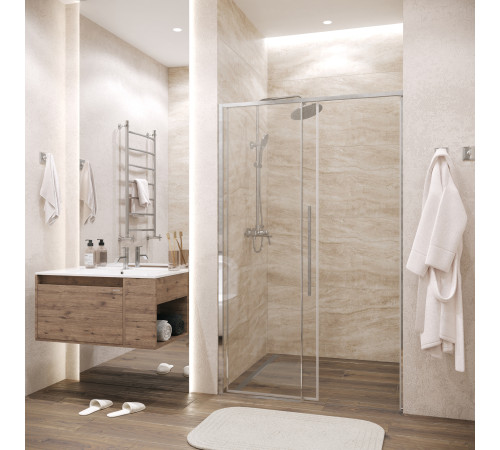 Дверь в нишу Grossman Galaxy 100.K33.01.100.10.00 (100х195) хром,стекло прозрачное,раздвижная