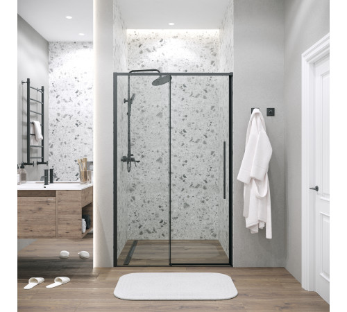 Дверь в нишу Grossman Galaxy 100.K33.01.130.21.00 (130х195) черный матовый,стекло прозрачное,раздвижная