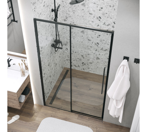 Дверь в нишу Grossman Galaxy 100.K33.01.130.21.00 (130х195) черный матовый,стекло прозрачное,раздвижная