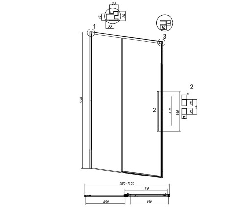 Дверь в нишу Grossman Galaxy 100.K33.01.140.21.00 (140х195) черный матовый,стекло прозрачное,раздвижная