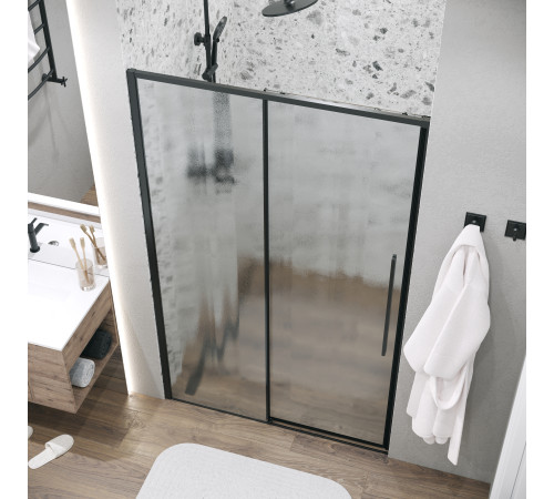 Дверь в нишу Grossman Galaxy 100.K33.01.140.21.02 (140х195) черный матовый,стекло шиншилла,раздвижная