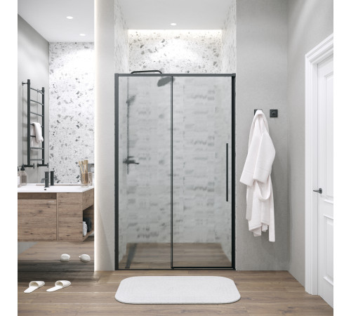 Дверь в нишу Grossman Galaxy 100.K33.01.140.21.02 (140х195) черный матовый,стекло шиншилла,раздвижная