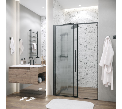 Дверь в нишу Grossman Galaxy 100.K33.01.140.21.02 (140х195) черный матовый,стекло шиншилла,раздвижная