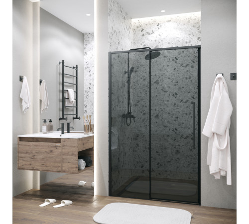 Дверь в нишу Grossman Galaxy 100.K33.01.130.21.10 (130х195) черный матовый,стекло тонированное,раздвижная