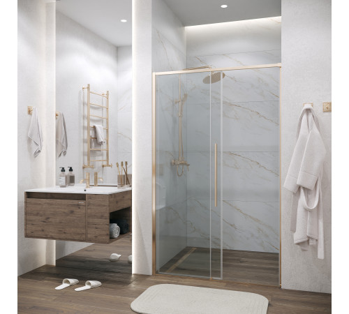 Дверь в нишу Grossman Galaxy 100.K33.01.140.32.00 (140х195) золото сатин,стекло прозрачное,раздвижная