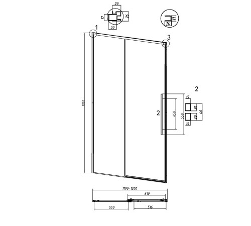 Дверь в нишу Grossman Galaxy 100.K33.01.120.32.00 (120х195) золото сатин,стекло прозрачное,раздвижная