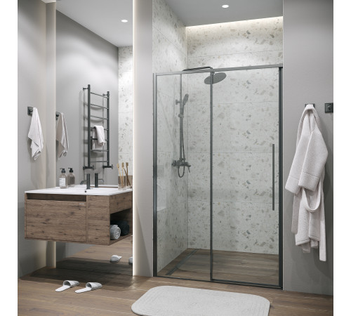 Дверь в нишу Grossman Galaxy 100.K33.01.100.42.00 (100х195) графит сатин,стекло прозрачное,раздвижная