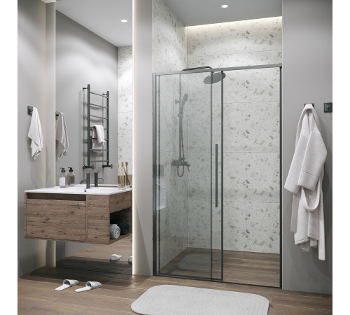 Дверь в нишу Grossman Galaxy 100.K33.01.100.42.00 (100х195) графит сатин,стекло прозрачное,раздвижная