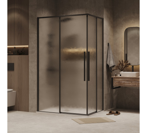 Душевое ограждение Grossman Galaxy 1/2.K33.01.70.21.02-1/2.K33.01.11L.21.02 (70х110х195) раздвижная,черный матовый,стекло шиншилла
