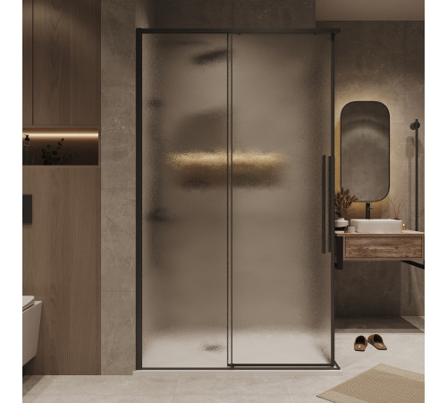 Душевое ограждение Grossman Galaxy 1/2.K33.01.70.21.02-1/2.K33.01.11L.21.02 (70х110х195) раздвижная,черный матовый,стекло шиншилла