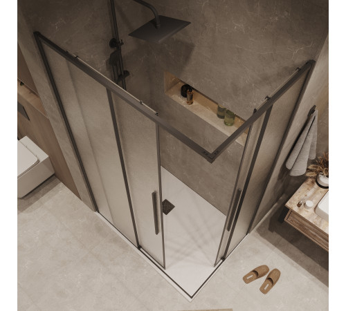 Душевое ограждение Grossman Galaxy 1/2.K33.01.70.21.02-1/2.K33.01.11L.21.02 (70х110х195) раздвижная,черный матовый,стекло шиншилла