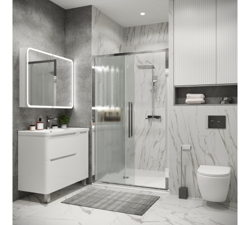 Дверь в нишу Grossman Cosmo 100.K33.02.100.10.02 (100х195) хром,стекло шиншилла,раздвижная