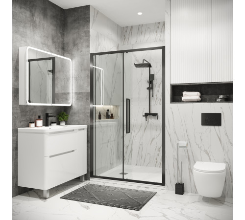 Дверь в нишу Grossman Cosmo 100.K33.02.100.42.00 (100х195) графит сатин,стекло прозрачное,раздвижная