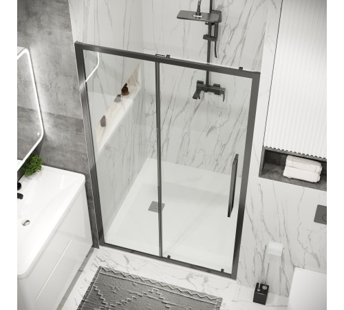 Дверь в нишу Grossman Cosmo 100.K33.02.100.42.00 (100х195) графит сатин,стекло прозрачное,раздвижная