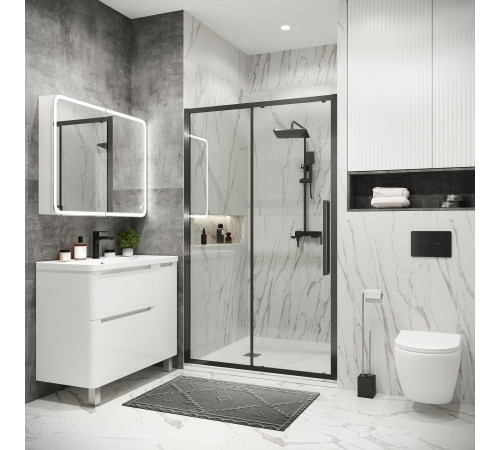 Дверь в нишу Grossman Cosmo 100.K33.02.100.42.00 (100х195) графит сатин,стекло прозрачное,раздвижная