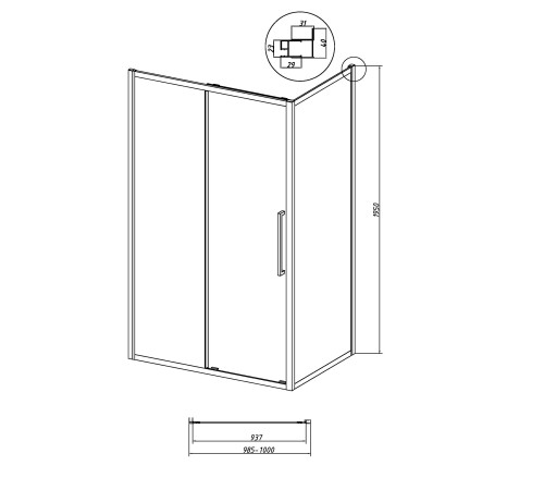 Боковая стенка Grossman Cosmo 200.K33.02.100.10.00 (100х195) хром,стекло прозрачное