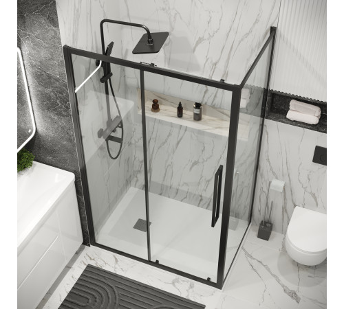 Боковая стенка Grossman Cosmo 200.K33.02.70.21.00 (70х195) черный матовый,стекло прозрачное