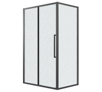 Душевое ограждение Grossman Cosmo 100.K33.02.100.21.02-200.K33.02.100.21.02 (100х100х195) раздвижная(левая),черный матовый,стекло шиншилла