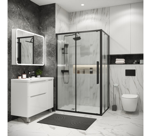 Боковая стенка Grossman Cosmo 200.K33.02.90.21.02 (90х195) черный матовый,стекло шиншилла