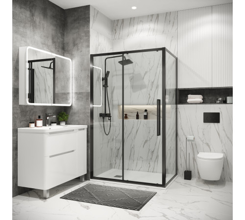 Боковая стенка Grossman Cosmo 200.K33.02.70.42.00 (70х195) графит сатин,стекло прозрачное