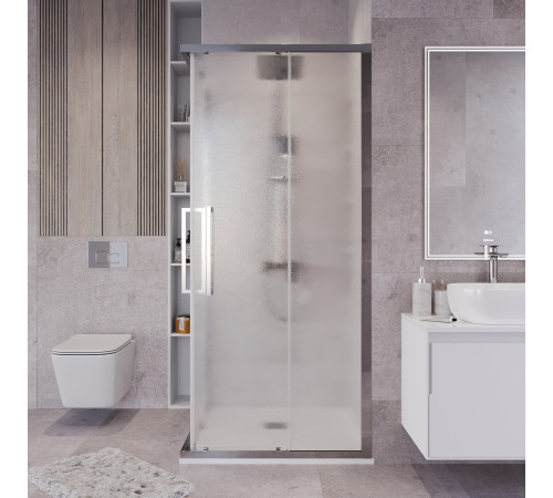 Душевое ограждение Grossman Cosmo 300.K33.02.8080.10.02 (80х80х195) квадрат,раздвижная,хром,стекло шиншилла