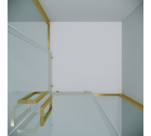 Душевое ограждение Grossman Cosmo 300.K33.02.1010.32.00 (100х100х195) квадрат,раздвижная,золото сатин,стекло прозрачное