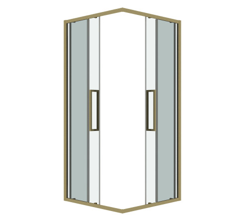 Душевое ограждение Grossman Cosmo 300.K33.02.1010.32.00 (100х100х195) квадрат,раздвижная,золото сатин,стекло прозрачное