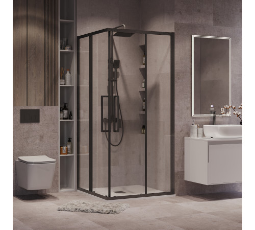Душевое ограждение Grossman Cosmo 300.K33.02.9090.42.00 (90х90х195) квадрат,раздвижная,графит сатин,стекло прозрачное