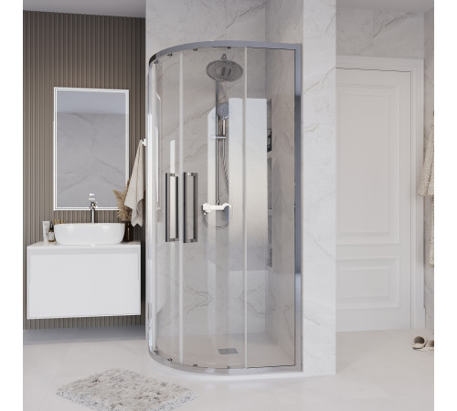 Душевое ограждение Grossman Cosmo 301.K33.02.9090.10.00 (90х90х195) четверть круга,раздвижная,хром,стекло прозрачное