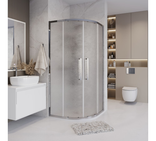 Душевое ограждение Grossman Cosmo 301.K33.02.8080.10.02 (80х80х195) четверть круга,раздвижная,хром,стекло шиншилла