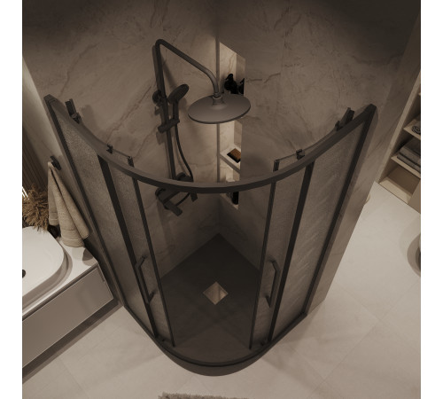 Душевое ограждение Grossman Cosmo 300.K33.02.8080.21.02 (80х80х195) квадрат,раздвижная,черный матовый,стекло шиншилла