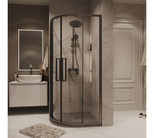 Душевое ограждение Grossman Cosmo 301.K33.02.9090.42.00 (90х90х195) четверть круга,раздвижная,графит сатин,стекло прозрачное