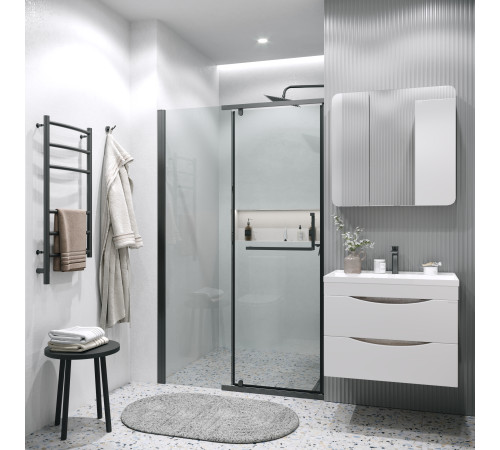 Дверь в нишу Grossman Pragma 100.K33.03.100.21.00 (100х195) черный матовый,стекло прозрачное,распашная