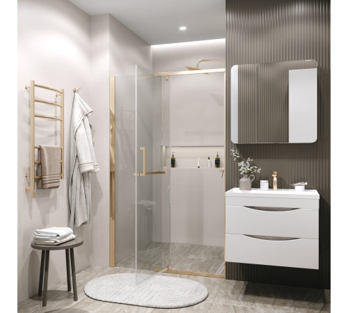 Дверь в нишу Grossman Pragma 100.K33.03.100.32.00 (100х195) золото сатин,стекло прозрачное,распашная