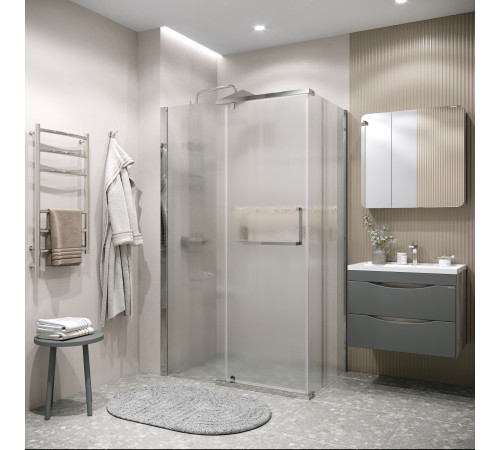 Душевое ограждение Grossman Pragma 100.K33.03.100.10.02-200.K33.03.100.10.02 (100х100х195) раздвижная(левая),хром,стекло шиншилла