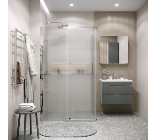 Душевое ограждение Grossman Pragma 100.K33.03.100.10.02-200.K33.03.100.10.02 (100х100х195) раздвижная(левая),хром,стекло шиншилла