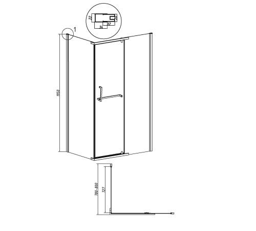 Боковая стенка Grossman Pragma 200.K33.03.80.10.02 (80х195) хром,стекло шиншилла