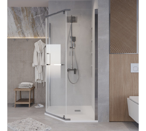 Душевое ограждение Grossman Pragma 302.K33.03.1010.10.00 (100х100х195) трапеция,распашная,хром,стекло прозрачное