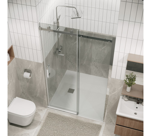 Дверь в нишу Grossman Classic 100.K33.04.130.10.00 (130х195) хром,стекло прозрачное,раздвижная