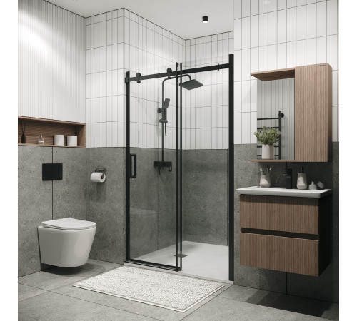 Дверь в нишу Grossman Classic 100.K33.04.110.21.00 (110х195) черный матовый,стекло прозрачное,раздвижная