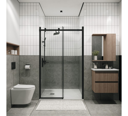 Дверь в нишу Grossman Classic 100.K33.04.110.21.00 (110х195) черный матовый,стекло прозрачное,раздвижная